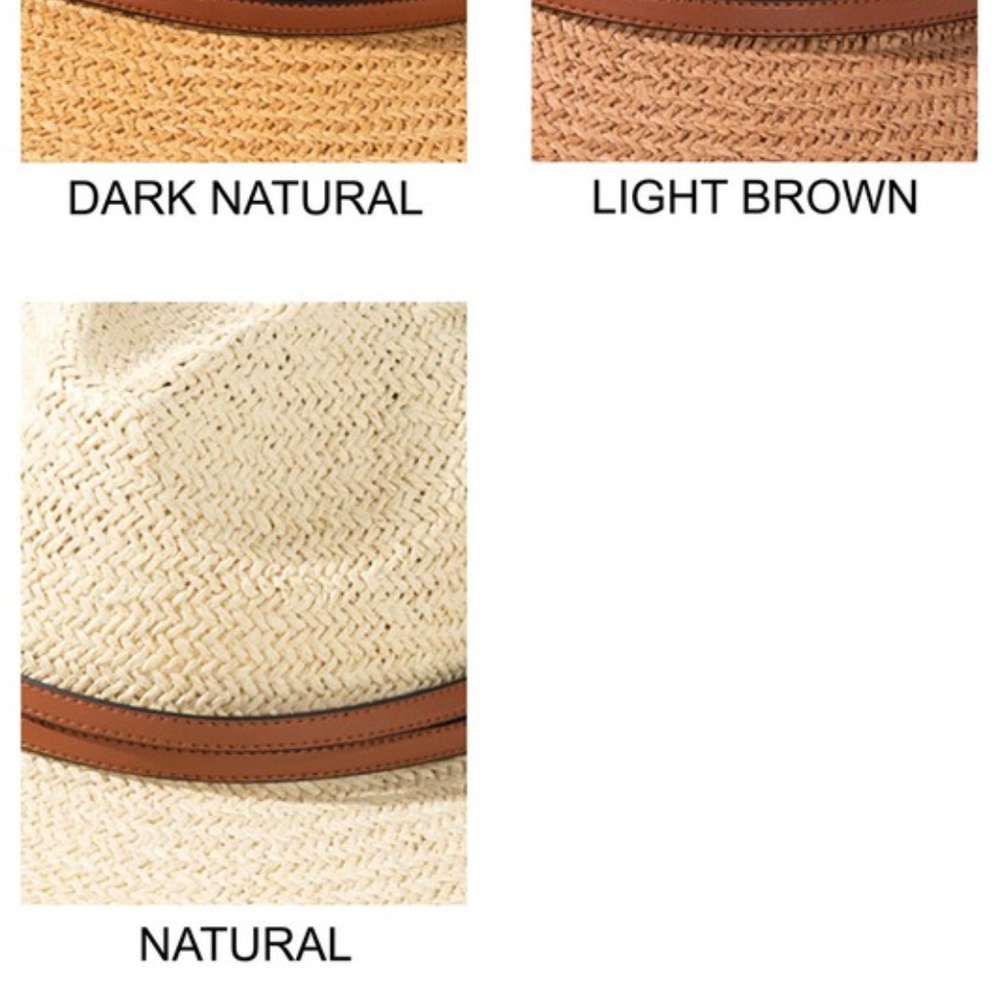 SOLD OUT Natural Woven Panama Hat w/ Faux Leather Double Band Women's - Picture 7 of 7